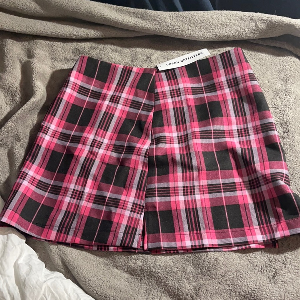 Urban outfitters pink plaid mini skirt